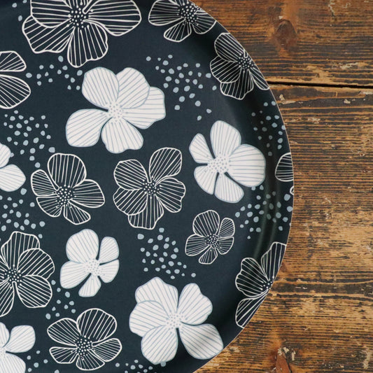 HJORTRONBLOM bricka | mörkblå