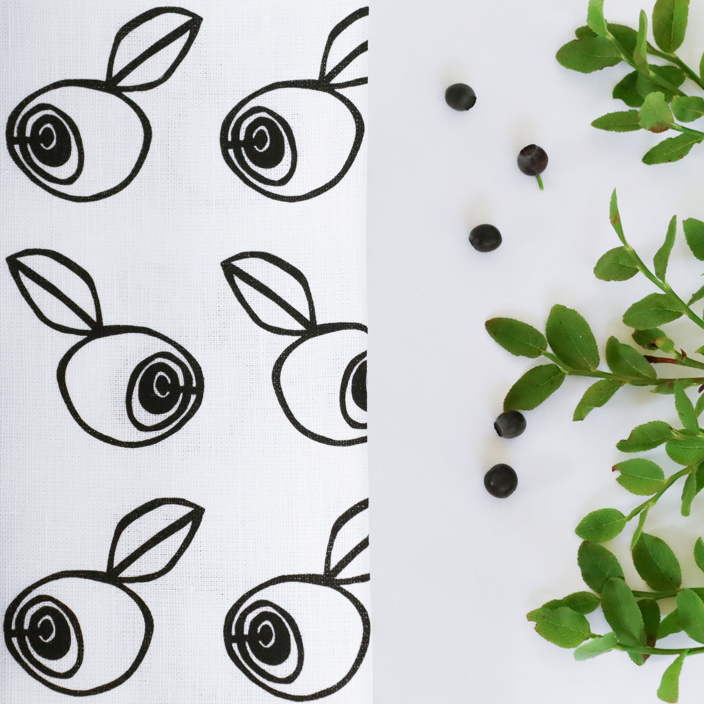 BLÅBÄRSSKOG kökshandduk 2-pack | svart-vit