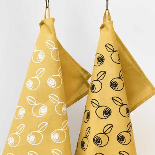 BLÅBÄRSSKOG kökshandduk 2-pack | gul